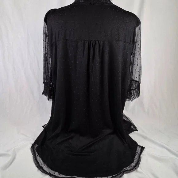 Suzanne Betro Black Lace Short Sleeve Top - Picture 3 of 8